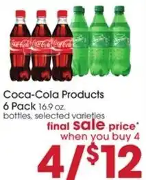 Giant Eagle Coca-Cola Products 6 Pack 16.9 oz. offer