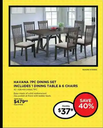 Curacao Havana 7Pc Dining Set Includes 1 Dining Table & 6 Chairs offer