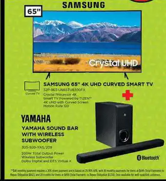 Curacao Yamaha Sound Bar With Wireless Subwoofer offer