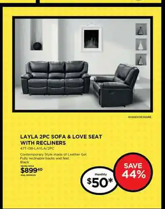 Curacao Layla 2pc Sofa & Love Seat With Recliners offer