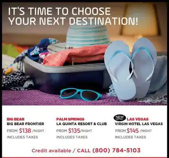 Curacao Big Bear Frontier , La Quinta Resort & Club , Virgin Hotel Las Vegas offer