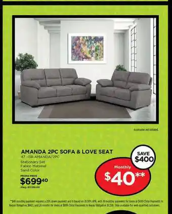 Amanda 2pc Sofa & Love Seat