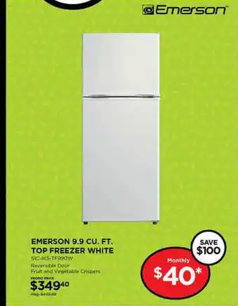 Curacao Emerson 9.9 Cu. Ft. Top Freezer White offer