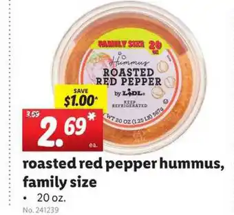 Lidl Roasted Red Pepper Hummus, Family Size 20 Oz. offer