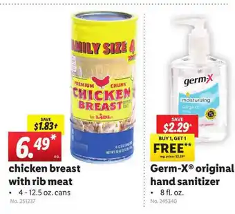 Lidl Chicken Breast With Rib Meat, Germ-x, Original Hand Sanitizer offer