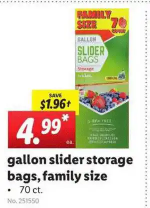 Lidl Gallon Slider Storage Bags, Family Size 70 Ct. offer