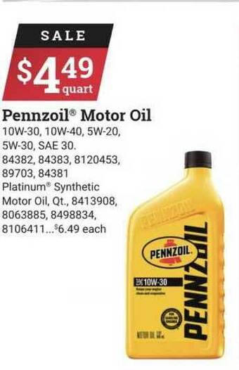 Ace Hardware Pennzoil® Motor Oil offer