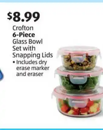 Aldi Crofton 6-piece Glass Bowl Set With Snapping Lids offer