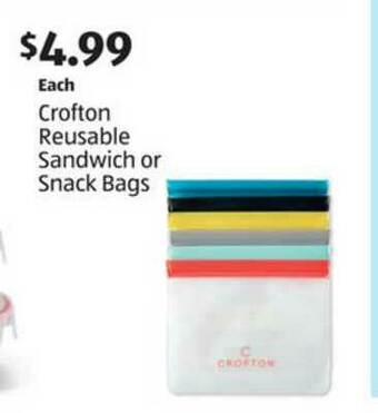 Aldi Crofton Reusable Sandwich Or Snack Bags offer