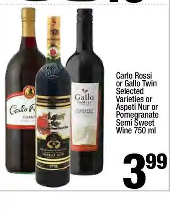 Super King Markets Carlo Rossi Or Gallo Twin Selected Varieties Or Aspeti Nur Or Pomegranate Semi Sweet Wine 750ml offer