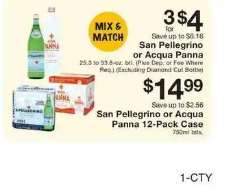 Fairway Store Market San Pellegrino Or Acqua Panna , San Pellegrino Or Acqua Panna 12-pack Case offer