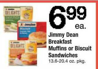 ACME Jimmy Dean Breakfast Muffins Or Biscuit Sandwiches offer
