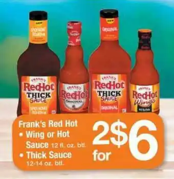 ACME Frank's Red Hot, Wings Or Hot Sauce, Thick Sauce offer
