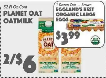 The Food Emporium Planet Oat Oatmilk , Eggland's Best Organic Large Eggs offer