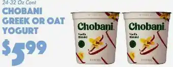 The Food Emporium Chobani Greek Or Oat Yogurt offer