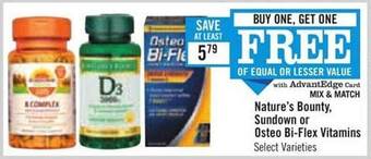 Price Chopper Nature's Bounty, Sundown Or Osteo Bi-flex Vitamins offer