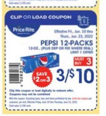 Price Rite Pepsi 12-packs offer