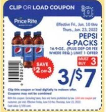 Price Rite Pepsi 6-packs offer
