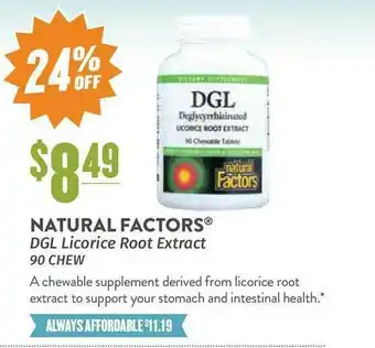 Natural Grocers Natural Factors DGL Licorice Root Extract 90 Chew offer