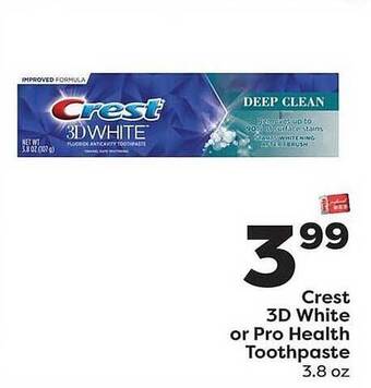 Weis Markets Crest 3d White Or Pro Health Toothpaste offer