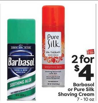 Weis Markets Barbasol Or Pure Silk Shaving Cream offer