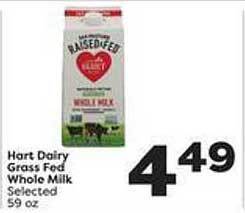 Weis Markets Hart Dairy Grass Fed Whole Milk offer