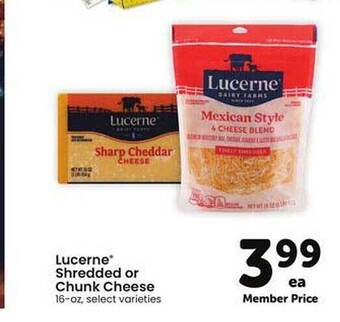 Safeway Lucerne® Shredded Or Chunk Cheese offer