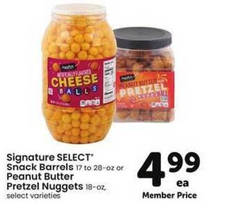 Safeway Signature Select® Snack Barrels Or Peanut Butter Pretzel Nuggets offer