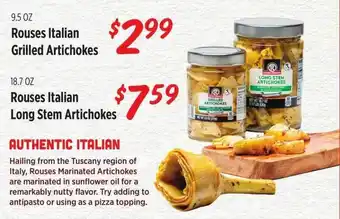 Rouses Rouses Italian Grilled Artichokes, Rouses Italian Long Stem Artichokes offer