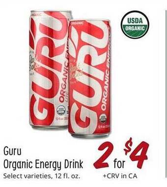 Sprouts Farmers Market Guru Organic Energy Drink offer