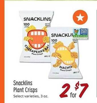 Sprouts Farmers Market Snacklins Plant Crisps offer