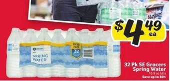 Winn Dixie 32 Pk Se Grocers Spring Water offer
