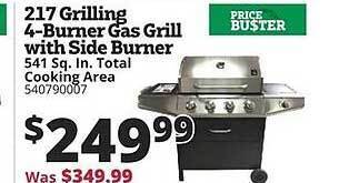 Rural King 217 Grilling 4-burner Gas Grill With Side Burner offer