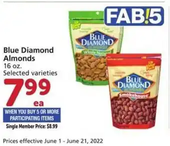 Vons Blue Diamond Almonds Selected Varieties offer