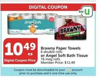 Vons Brawny Paper Towels Or Angel Soft Bath Tissue offer