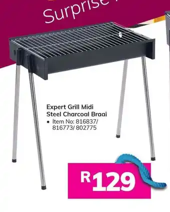 Game Expert Grill Midi Steel Charcoal Braai offer