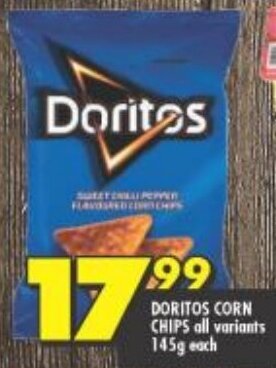 Shoprite Doritos Corn Chips All Variants 145g each offer