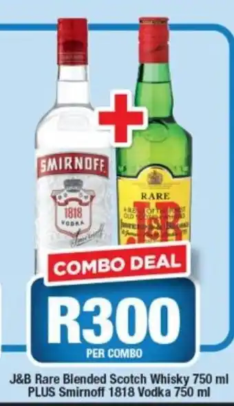 OK Liquor J&B Rare Blended Scotch Whisky 750ml PLUS Smirnoff 1818 Vodka 750 ml offer