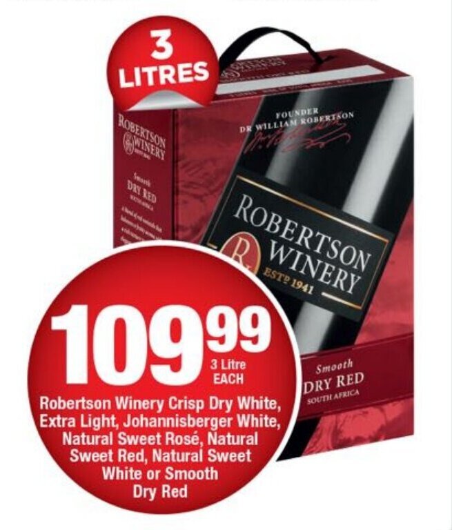 Robertson Winery 1 Litre each offer at OK Liquor