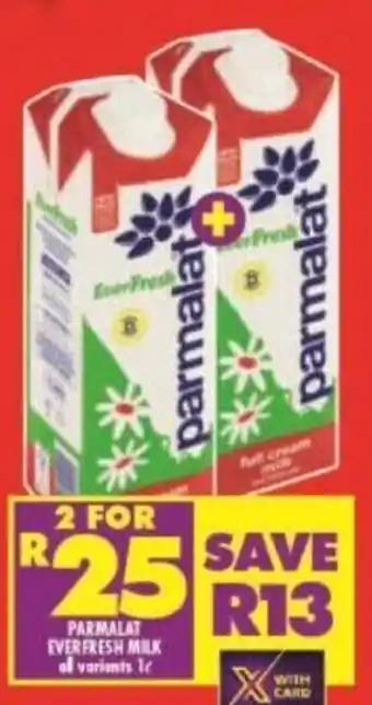 Shoprite Parmalat Everfresh Milk All Variants 1L offer