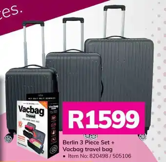 Game Berlin 3 Piece Set + Vacbag Travel bag offer