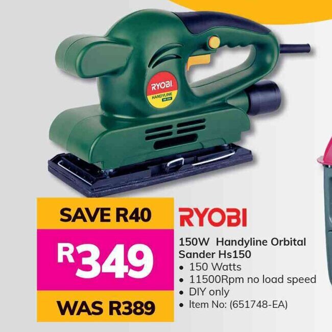 RYOBI 150W Handyline Orbital Sander Hs150 offer at Game
