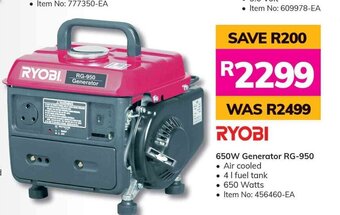 Game RYOBI 650W Generator RG-950 offer