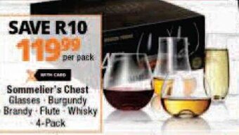 Checkers Sommelier's Chest Glasses - Burgundy - Brandy - Flute - Whisky 4-Pack offer