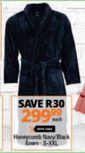 Checkers Honeycomb Navy / Black Gown S-XXL offer