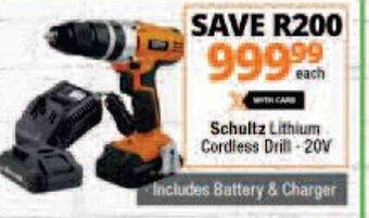 Schultz Lithium Cordless Drill - 20V