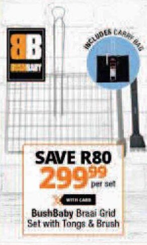 Checkers Bushbaby Braai Grid Set with Tongs & Brush offer