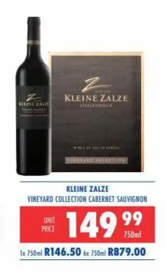Ultra Liquors Kleine Zalze Vineyard Collection Cabernet Sauvignon 750ml offer
