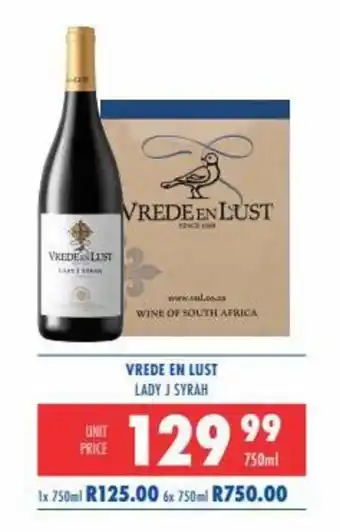 Vrede en Lust Lady J Syrah 750ml