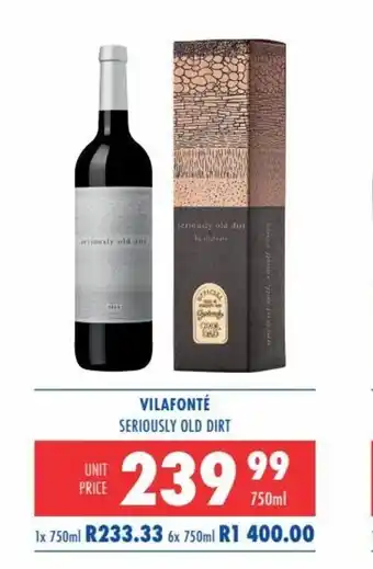 Ultra Liquors Vilafonté Seriously Old Dirt 750ml offer